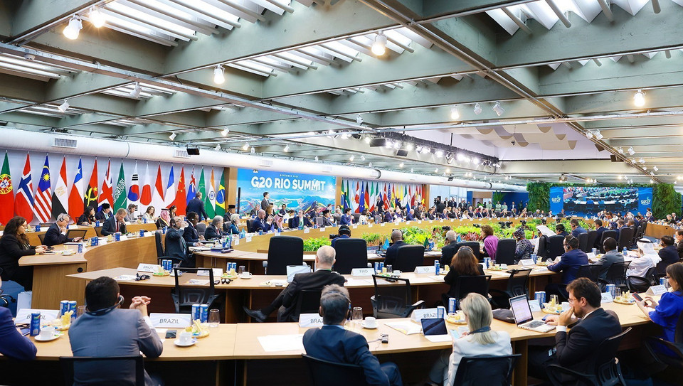 Phiên thảo luận 'Phát triển bền vững và chuyển đổi năng lượng' tại Hội nghị thượng đỉnh G20. (Ảnh: Dương Giang/TTXVN)