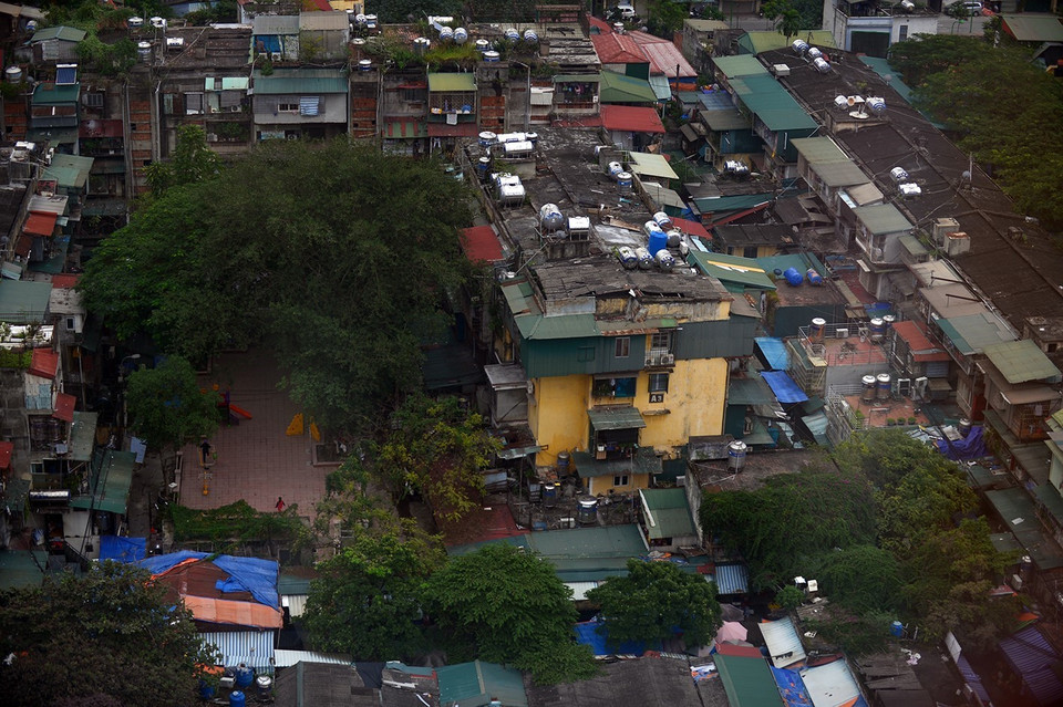 Một góc khu tập thể cũ Trung Tự nhìn từ trên cao. (Ảnh: Phan Tuấn Anh/TTXVN)
