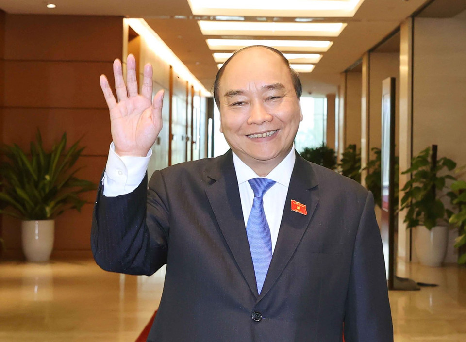 Thủ tướng Chính phủ Nguyễn Xuân Phúc tại Nhà Quốc hội chiều 1/4. (Ảnh: Thống Nhất/TTXVN)