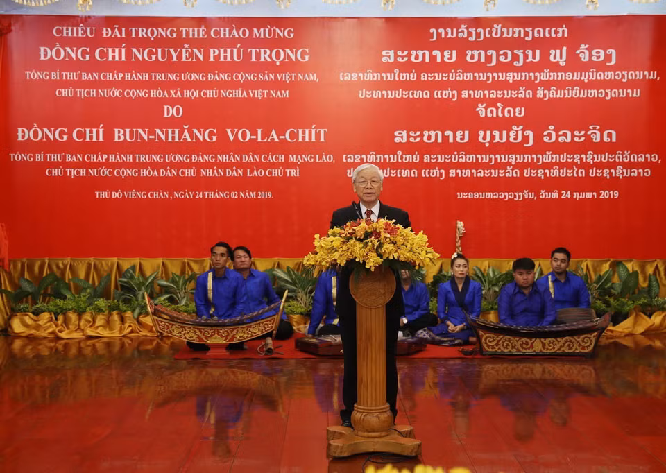 Tổng Bí thư, Chủ tịch nước Nguyễn Phú Trọng phát biểu đáp từ. (Ảnh: Trí Dũng/TTXVN)