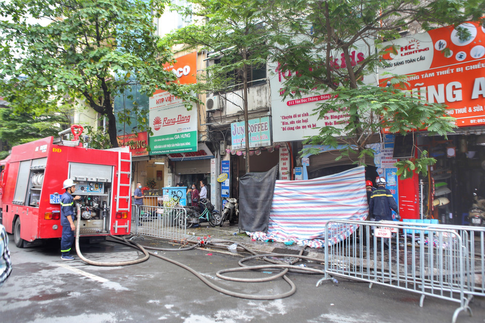 Hiện trường đám cháy. (Ảnh: Tuấn Đức/TTXVN)