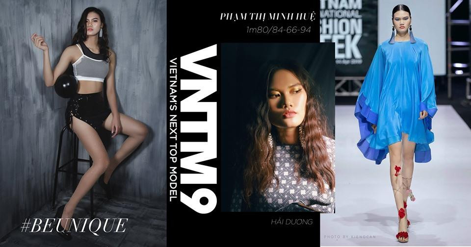 Thí sinh Phạm Thị Minh Huệ, cao 1m80, chỉ số hình thể là 84-66-94. Ngoài chiều cao nổi trội, Kim Huệ còn gây chú ý với gương mặt góc cạnh, ánh mắt sắc sảo và đôi môi cong, dày cá tính. 