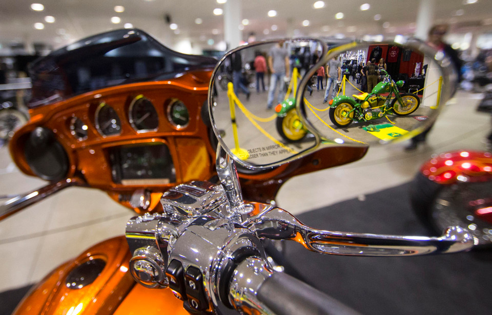 Một mẫu môtô được trưng bày tại Triển lãm môtô mùa Xuân Toronto, Canada, ngày 7/4. (Ảnh: THX/TTXVN)