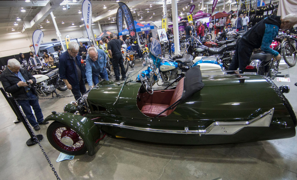 Một mẫu môtô được trưng bày tại Triển lãm môtô mùa Xuân Toronto, Canada, ngày 7/4. (Ảnh: THX/TTXVN)