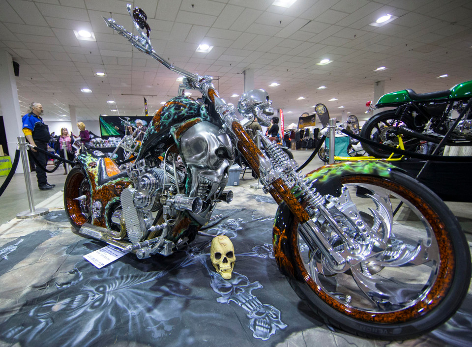 Một mẫu môtô được trưng bày tại Triển lãm môtô mùa Xuân Toronto, Canada, ngày 7/4. (Ảnh: THX/TTXVN)