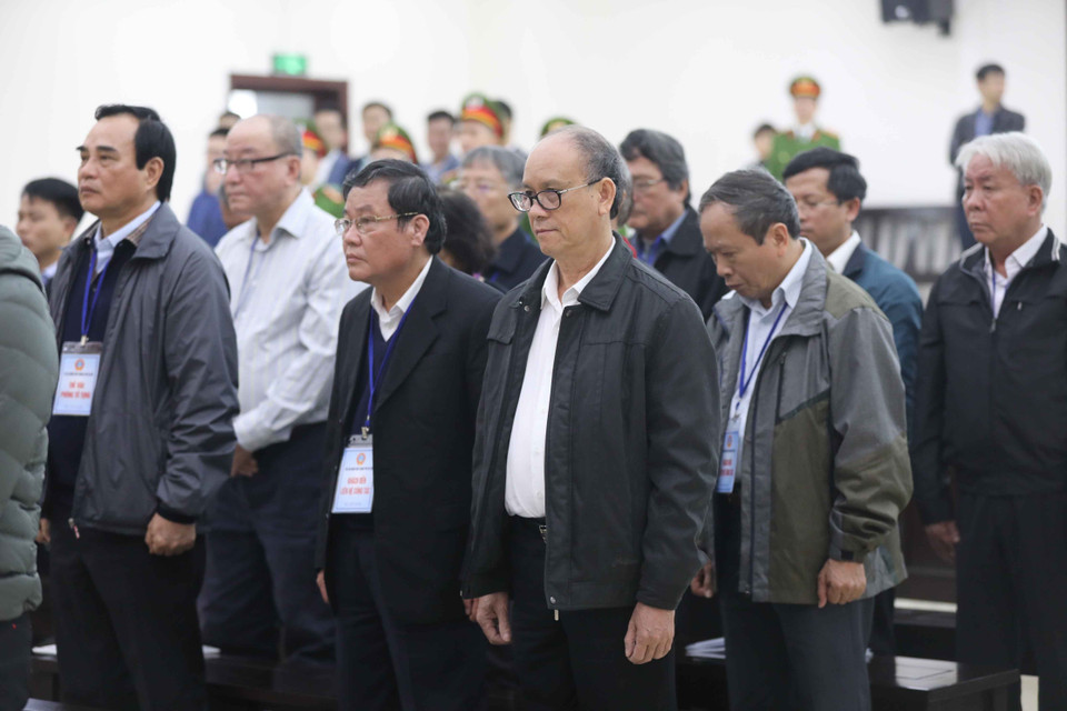 Các bị cáo tại phiên xét xử. (Ảnh: Doãn Tấn/TTXVN)