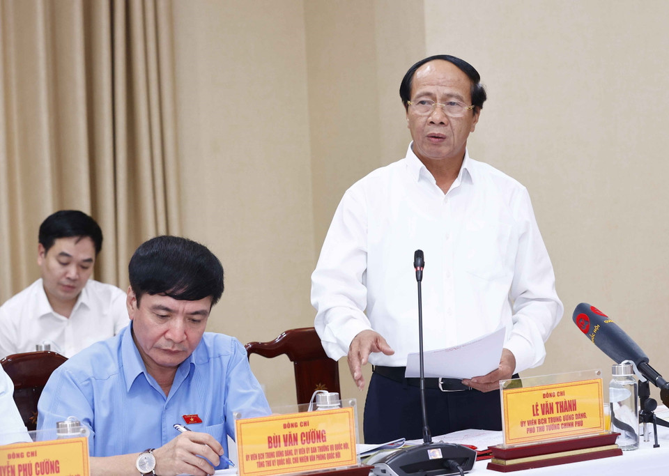 Ông Lê Văn Thành, Ủy viên Trung ương Đảng, Phó Thủ tướng Chính phủ phát biểu. (Ảnh: Doãn Tấn/TTXVN)