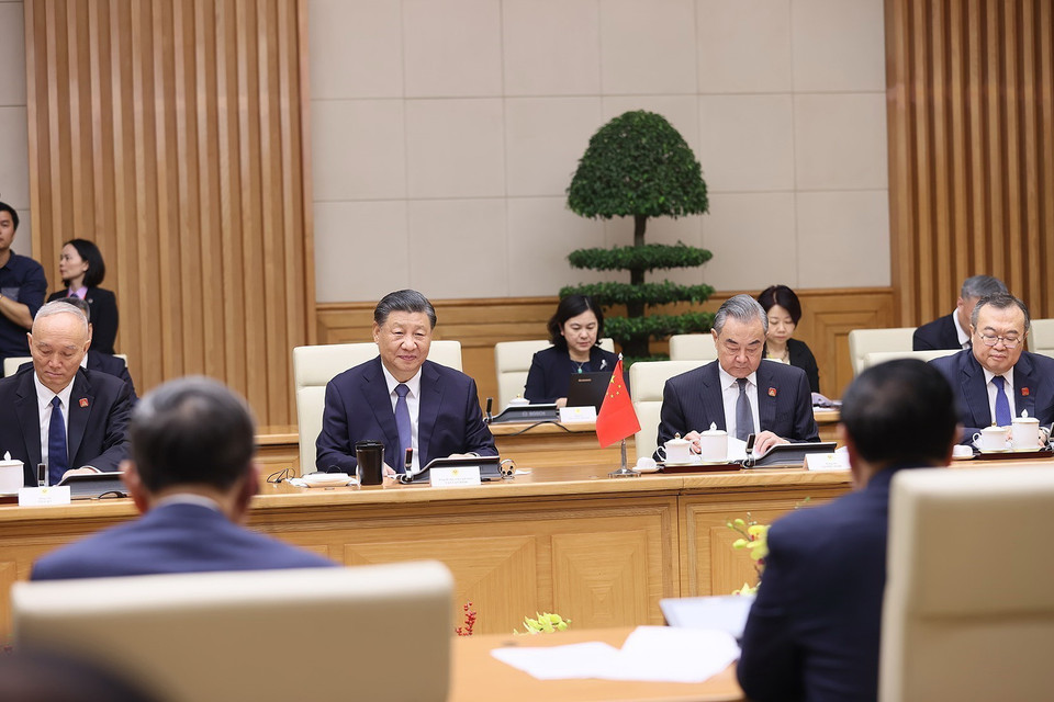 Tổng Bí thư, Chủ tịch nước Trung Quốc Tập Cận Bình phát biểu. (Ảnh: Dương Giang/TTXVN)