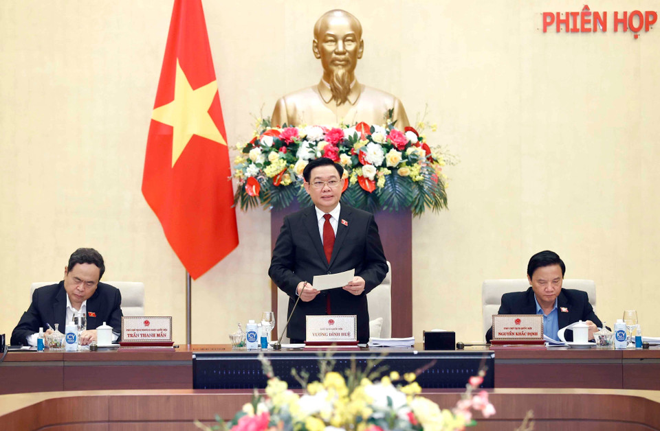 Chủ tịch Quốc hội Vương Đình Huệ phát biểu khai mạc. (Ảnh: Doãn Tấn/TTXVN)