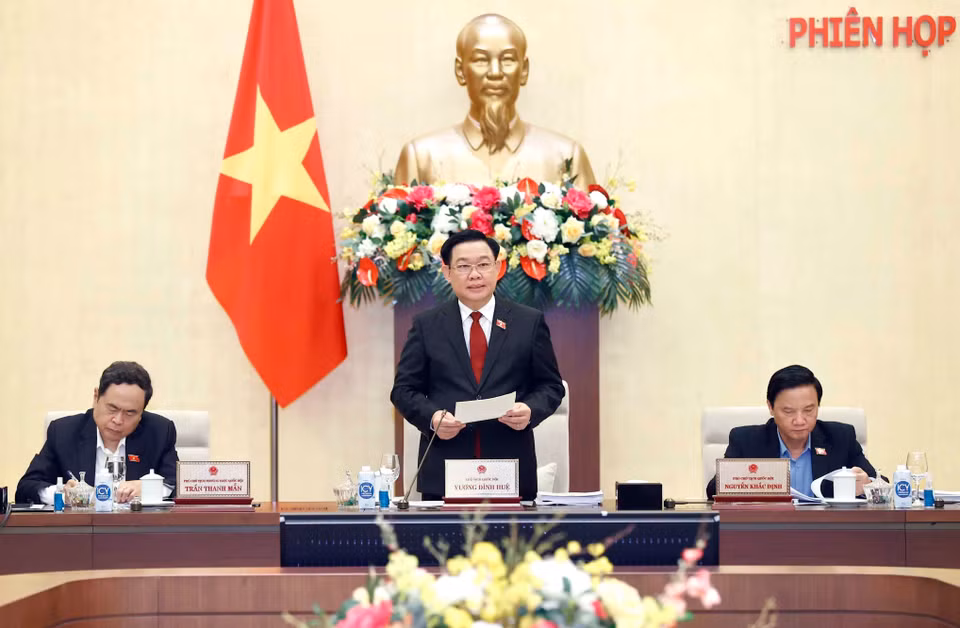 Chủ tịch Quốc hội Vương Đình Huệ phát biểu khai mạc. (Ảnh: Doãn Tấn/TTXVN)