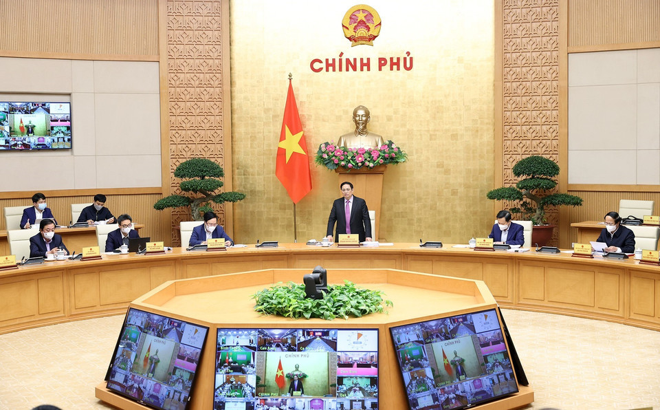Thủ tướng Phạm Minh Chính chủ trì cuộc họp. (Ảnh: Dương Giang/TTXVN)