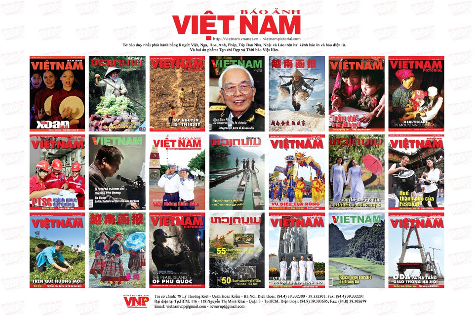 Và những trang bìa ngày nay bằng nhiều ngữ. (Nguồn: Báo ảnh Việt Nam)