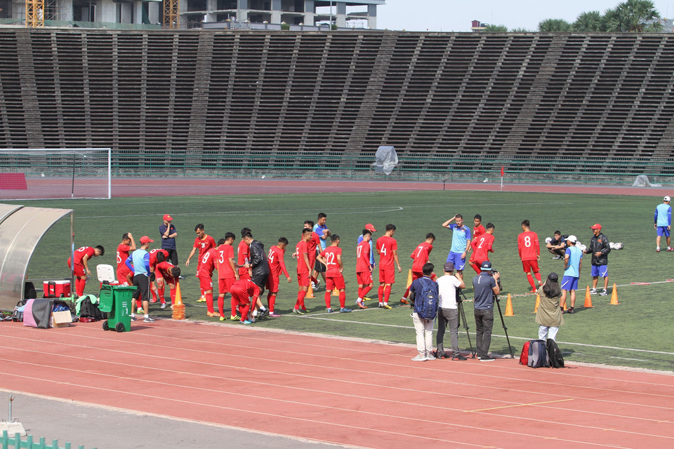 Đa phần các phóng viên có mặt tại buổi tập chiều 16/2 là đến từ Việt Nam. (Ảnh: Hoàng Linh/TTXVN)