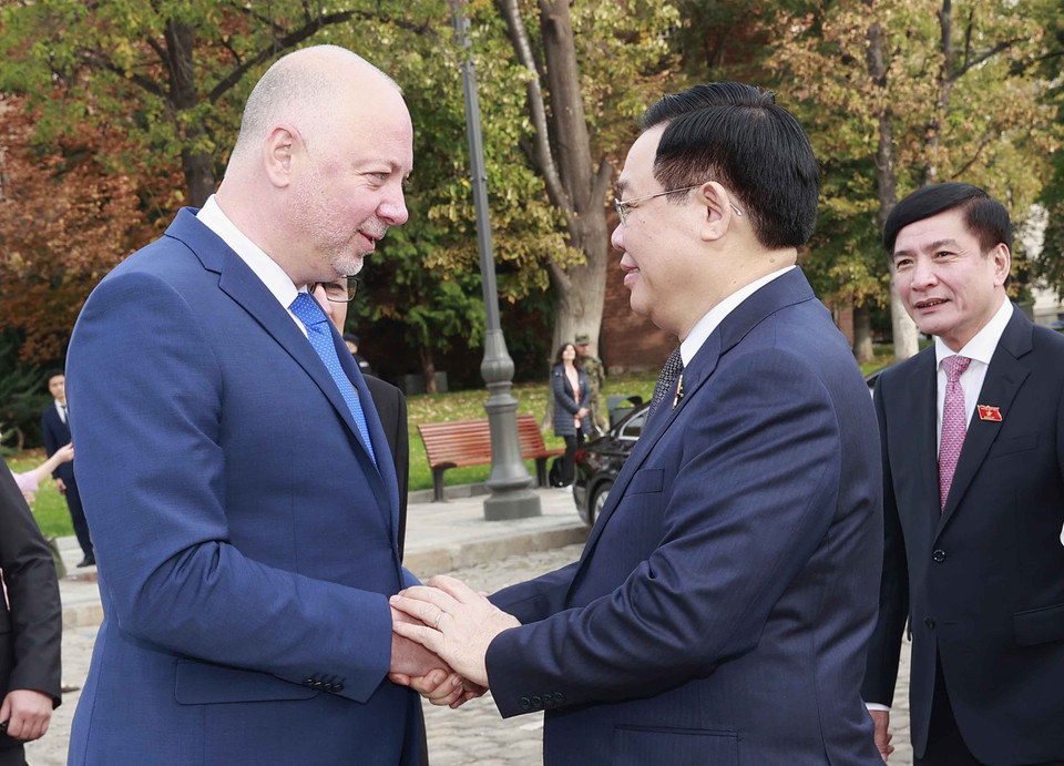 Chủ tịch Quốc hội Vương Đình Huệ và Chủ tịch Quốc hội Bulgaria Rosen Zhelyazkov. (Ảnh: Doãn Tấn/TTXVN)