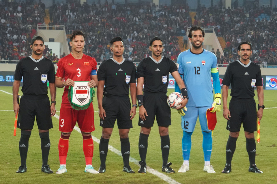 Tối 21/11, Đội tuyển Việt Nam tiếp đón Đội tuyển Iraq tại sân nhà Mỹ Đình trong trận đấu thuộc khuôn khổ Vòng loại thứ hai World Cup 2026 khu vực châu Á. (Ảnh: Việt Anh/Vietnam+)