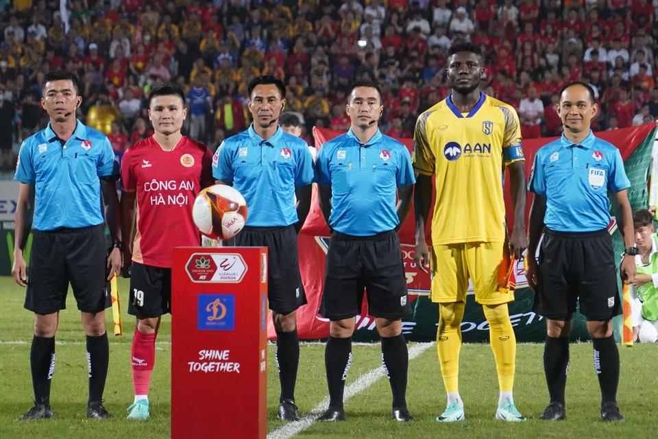 Tối 4/4, Công an Hà Nội tiếp đón đội khách Sông Lam Nghệ An trong trận đấu thuộc vòng 15 V-League 2023/24. (Ảnh: Việt Anh/Vietnam+)