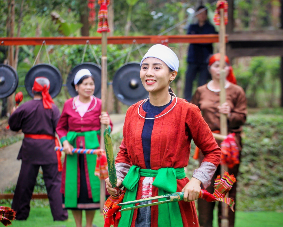 Tiết mục 'Xuân về trên vùng cao.' (Ảnh: Tuấn Đức/TTXVN)