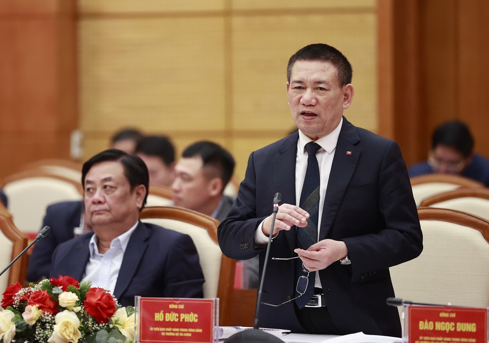 Bộ trưởng Bộ Tài chính Hồ Đức Phớc phát biểu. (Ảnh: Dương Giang/TTXVN)