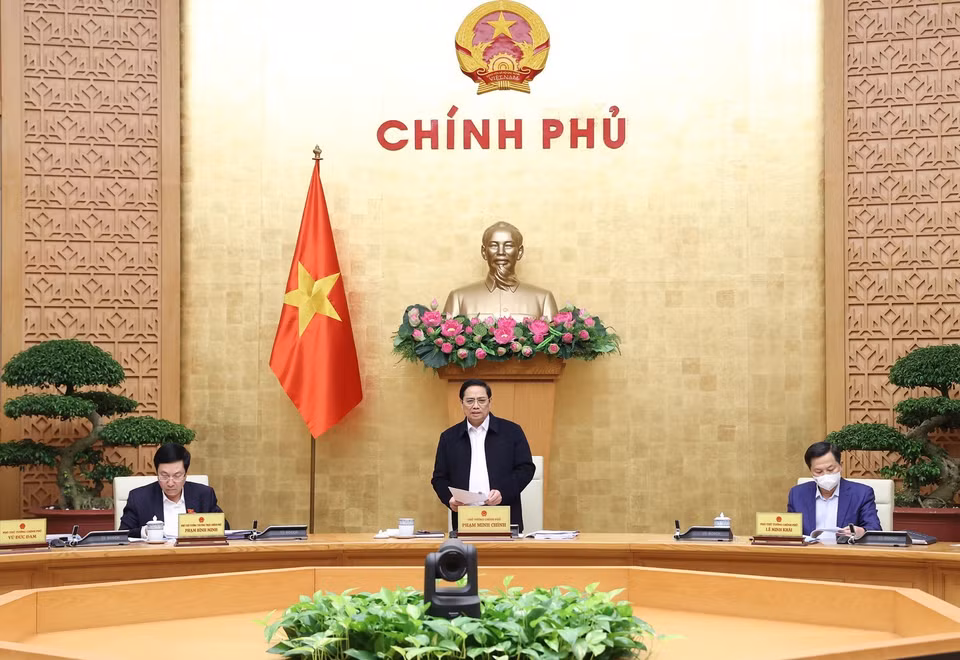 Thủ tướng Phạm Minh Chính phát biểu kết luận phiên họp Chính phủ chuyên đề tháng 11. (Ảnh: Dương Giang/TTXVN)
