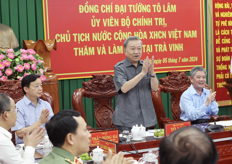 Chủ tịch nước Tô Lâm tại buổi làm việc. (Ảnh: Nhan Sáng/TTXVN)