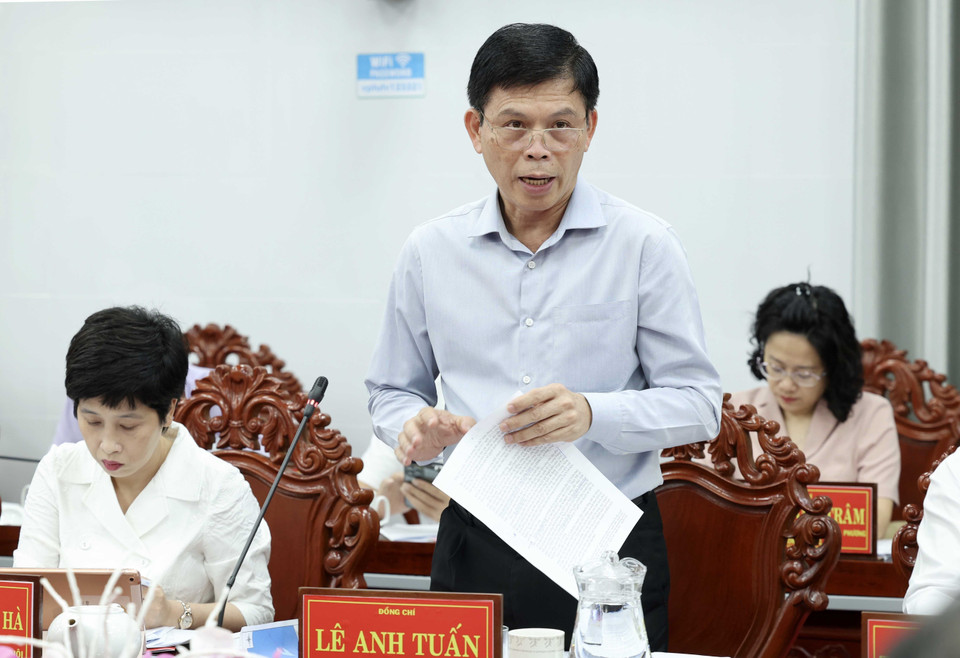 Thứ trưởng Bộ Giao thông Vận tải Lê Anh Tuấn phát biểu. (Ảnh: Nhan Sáng/TTXVN)