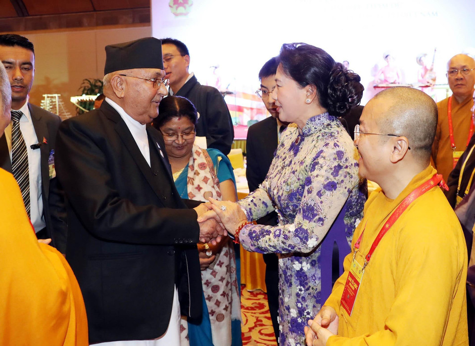 Chủ tịch Quốc hội Nguyễn Thị Kim Ngân và các đại biểu tại tiệc chiêu đãi. (Ảnh: Trọng Đức/TTXVN)