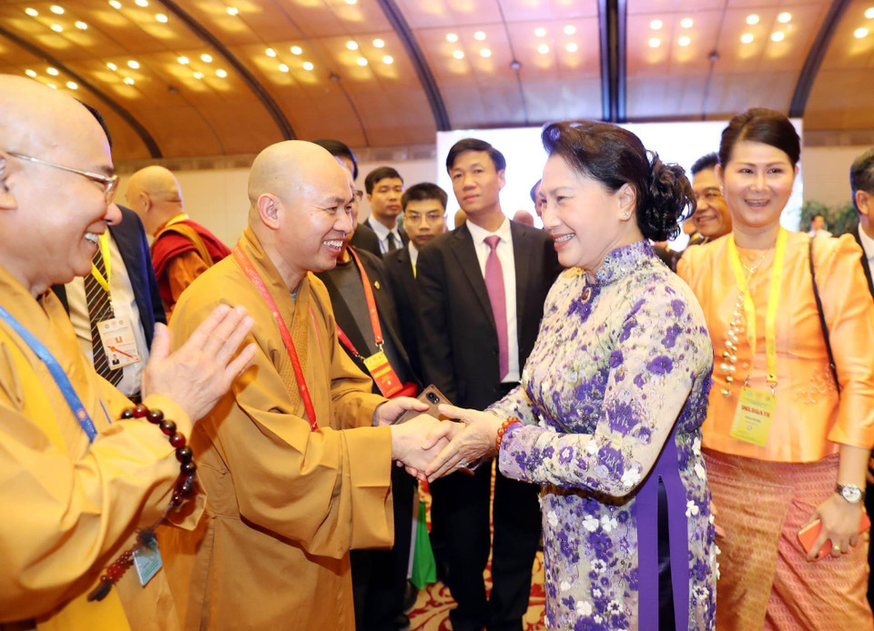 Chủ tịch Quốc hội Nguyễn Thị Kim Ngân và các đại biểu tại tiệc chiêu đãi. (Ảnh: Trọng Đức/TTXVN)