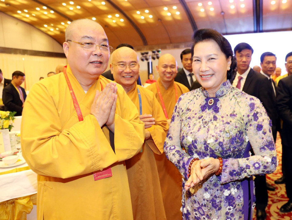 Chủ tịch Quốc hội Nguyễn Thị Kim Ngân và các đại biểu tại tiệc chiêu đãi. (Ảnh: Trọng Đức/TTXVN)