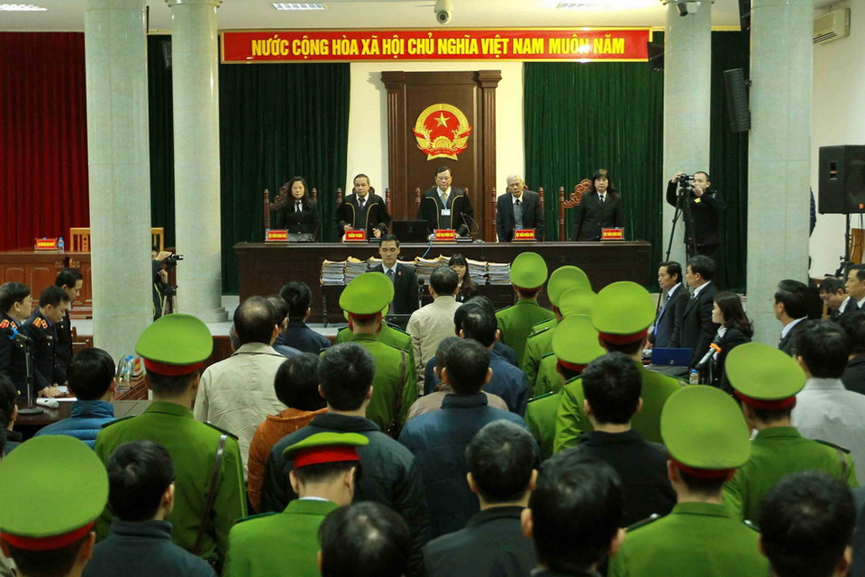 Toàn cảnh phiên tòa xét xử Trịnh Xuân Thanh và đồng phạm. (Ảnh: An Đăng/TTXVN)