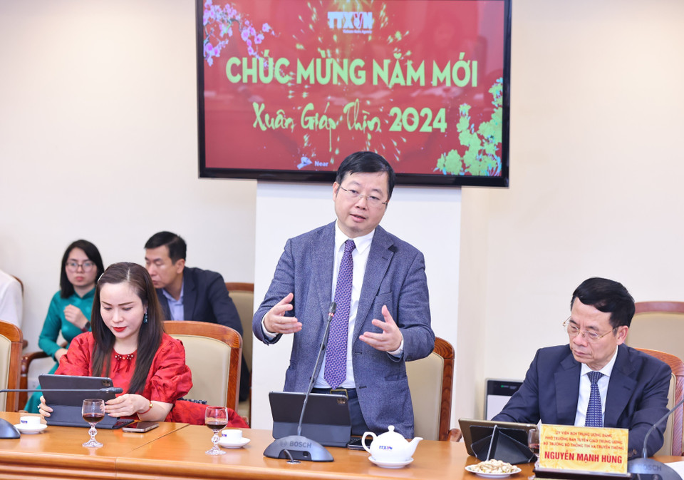 Thứ trưởng Bộ Thông tin và Truyền thông Nguyễn Thanh Lâm phát biểu. (Ảnh: Minh Đức/TTXVN)
