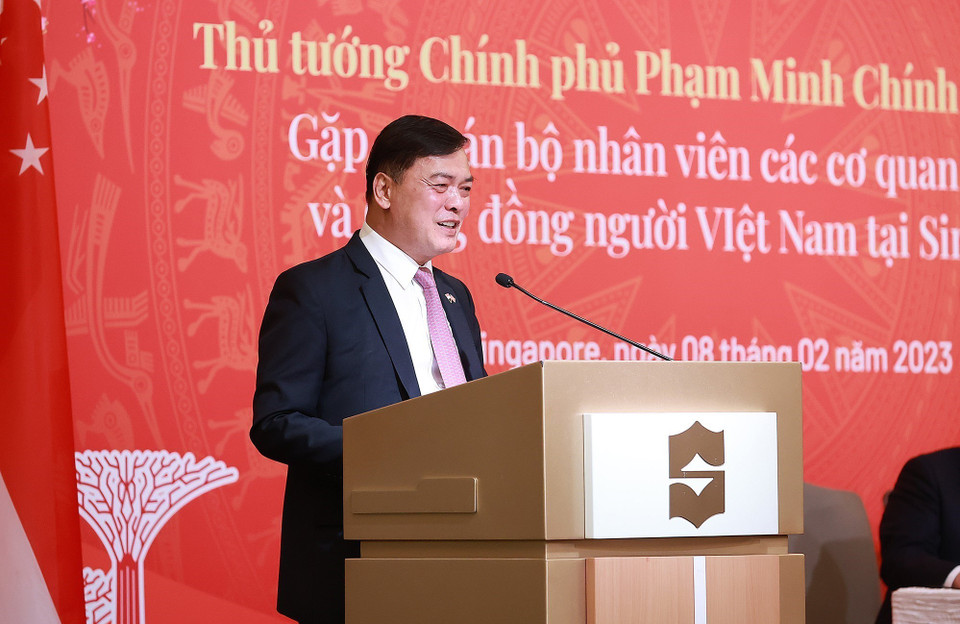 Đại sứ Việt Nam tại Singapore Mai Phước Dũng phát biểu.(Ảnh: Dương Giang/TTXVN)
