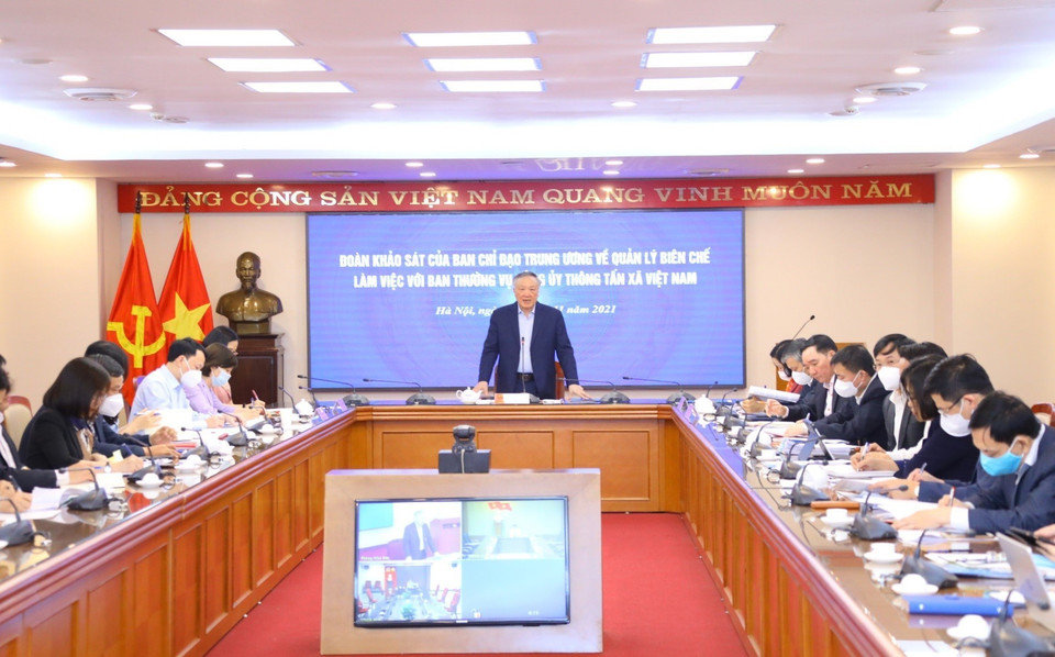 Quang cảnh buổi làm việc. (Ảnh: Văn Điệp/TTXVN)