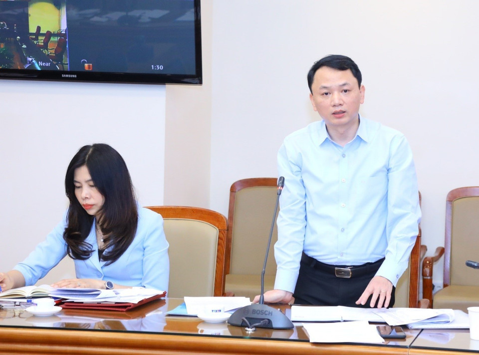 Phó trưởng Ban Tổ chức cán bộ TTXVN Đỗ Mạnh Chiến phát biểu. (Ảnh: Văn Điệp/TTXVN)