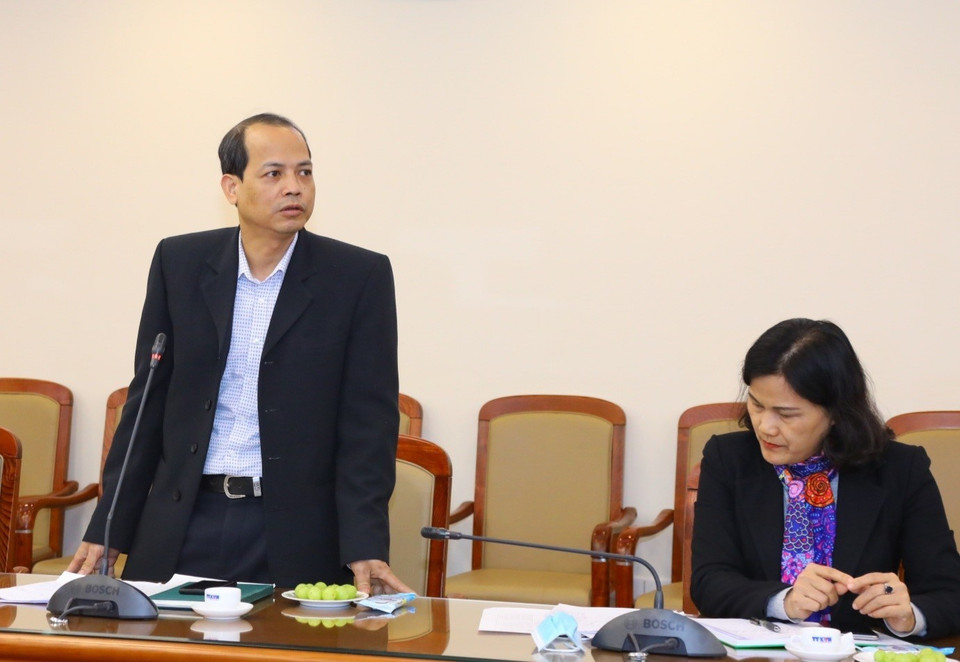 Phó trưởng Ban Biên tập ảnh TTXVN Nguyễn Quang Hải phát biểu. (Ảnh: Văn Điệp/TTXVN)