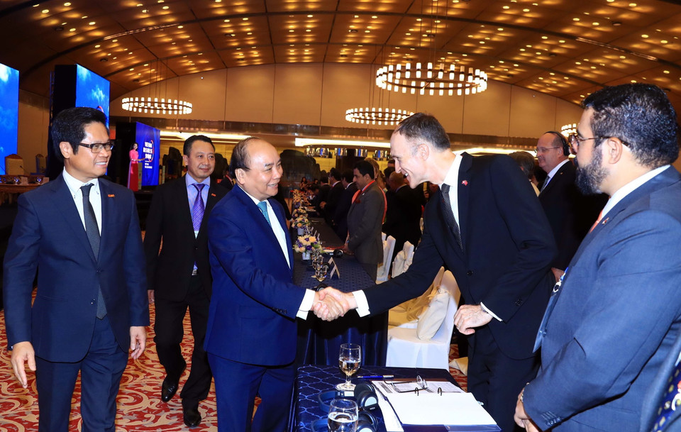 Thủ tướng Nguyễn Xuân Phúc và các đại biểu tham dự hội nghị. (Ảnh: Thống Nhất/TTXVN)