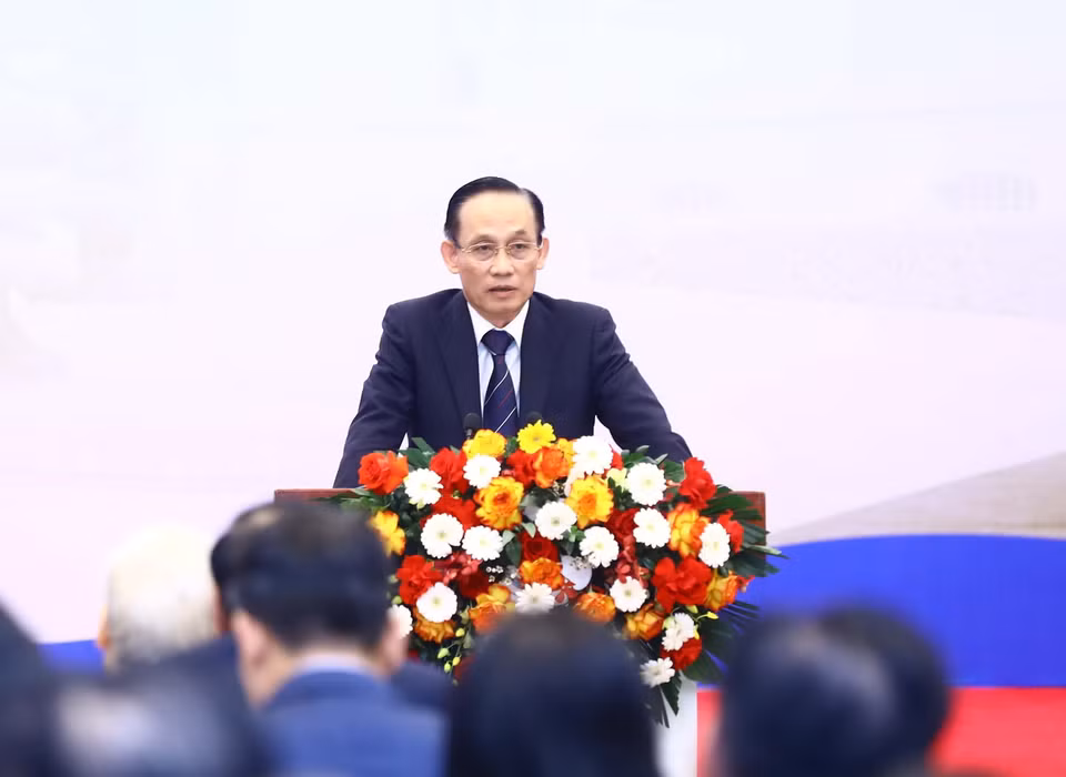 Ông Lê Hoài Trung, Bí thư Trung ương Đảng, Trưởng Ban Đối ngoại Trung ương phát biểu. (Ảnh: Lâm Khánh/TTXVN)