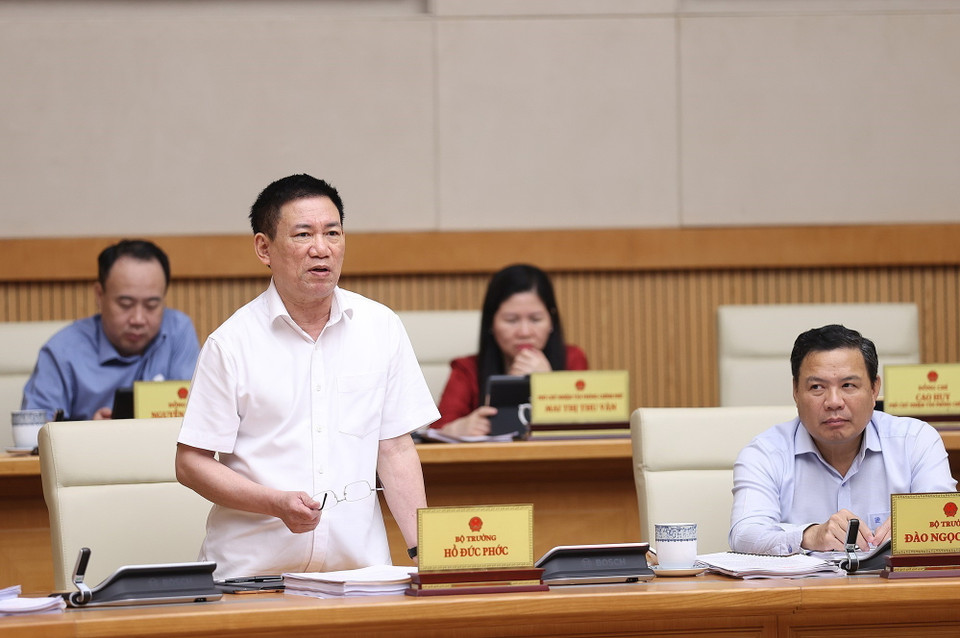 Bộ trưởng Bộ Tài chính Hồ Đức Phớc phát biểu. (Ảnh: Dương Giang/TTXVN)