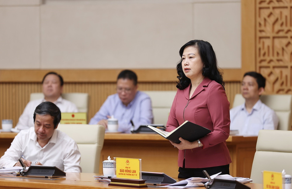 Quyền Bộ trưởng Bộ Y tế Đào Hồng Lan phát biểu. (Ảnh: Dương Giang/TTXVN)