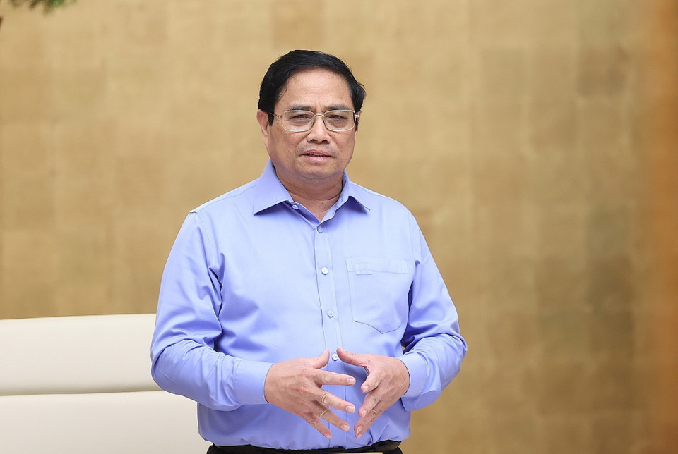 Thủ tướng Phạm Minh Chính kết luận Phiên họp Chính phủ sáng 6/9. (Ảnh: Dương Giang/TTXVN)