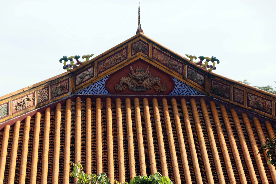 Biểu tượng hổ phù góp phần tạo nên những giá trị thẩm mỹ riêng biệt của các công trình kiến trúc cung đình Huế. (Ảnh: Đỗ Trưởng/TTXVN)