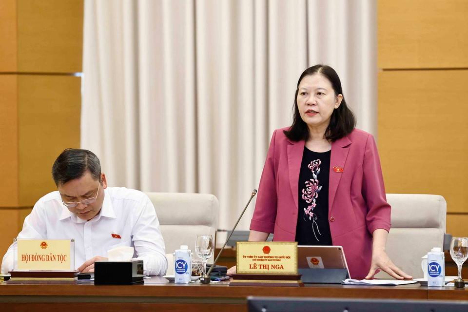 Chủ nhiệm Ủy ban Tư pháp của Quốc hội Lê Thị Nga phát biểu. (Ảnh: Doãn Tấn/TTXVN)