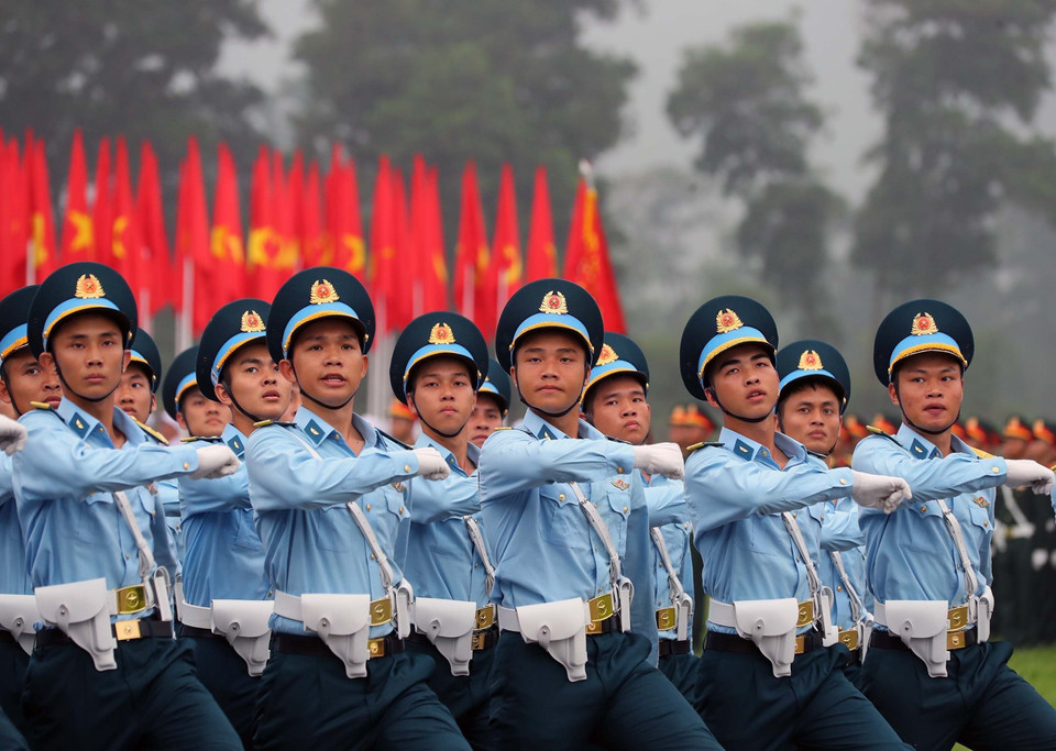 Khối sỹ quan Phòng không-Không quân tham gia hợp luyện. (Ảnh: Trọng Đức/TTXVN)