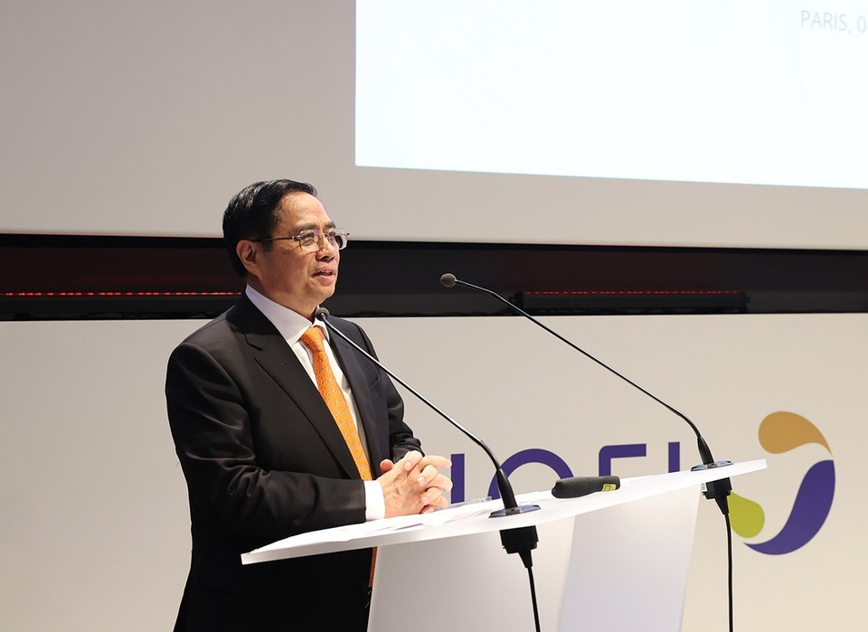 Thủ tướng Phạm Minh Chính phát biểu. (Ảnh: Dương Giang/TTXVN)