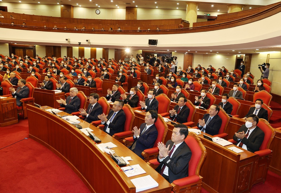 Các lãnh đạo Đảng, Nhà nước và các đại biểu dự khai mạc Hội nghị. (Ảnh: Trí Dũng/TTXVN)