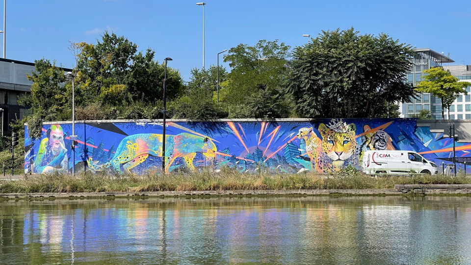 Các tác phẩm bích họa khổng lồ và tranh vẽ trên tường các tòa nhà, ở chân các cây cầu bê tông mang lại một nét đẹp độc đáo cho Street Art Avenue. (Ảnh: Thu Hà/TTXVN)