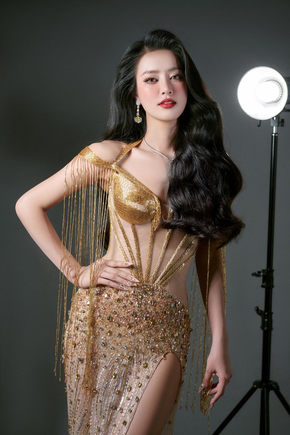 Người đẹp sinh năm 2002, quê Bắc Giang, số đo ba vòng 84-60-96 cm. (Ảnh: CTV/Vietnam+)
