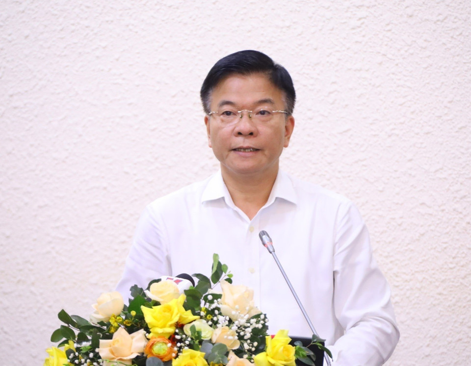 Bộ trưởng Bộ Tư pháp Lê Thành Long phát biểu. (Ảnh: Văn Điệp/TTXVN)