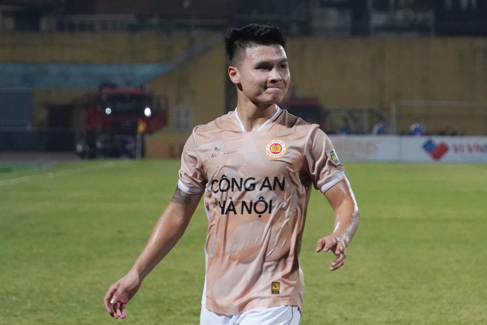 Sau hai trận liên tiếp ghi bàn, Quang Hải đã không thể lập công giúp Công an Hà Nội giành chiến thắng trước Quảng Nam. (Ảnh: Việt Anh/Vietnam+)