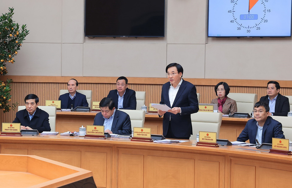 Bộ trưởng, Chủ nhiệm Văn phòng Chính phủ Trần Văn Sơn phát biểu. (Ảnh: Dương Giang/TTXVN)