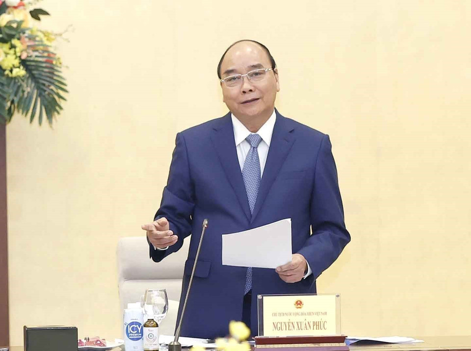 Chủ tịch nước Nguyễn Xuân Phúc phát biểu. (Ảnh: Doãn Tấn/TTXVN)